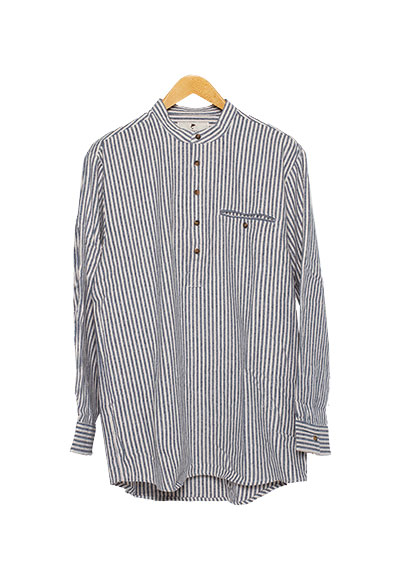 Grandad Flannel Shirt Blue Stripe